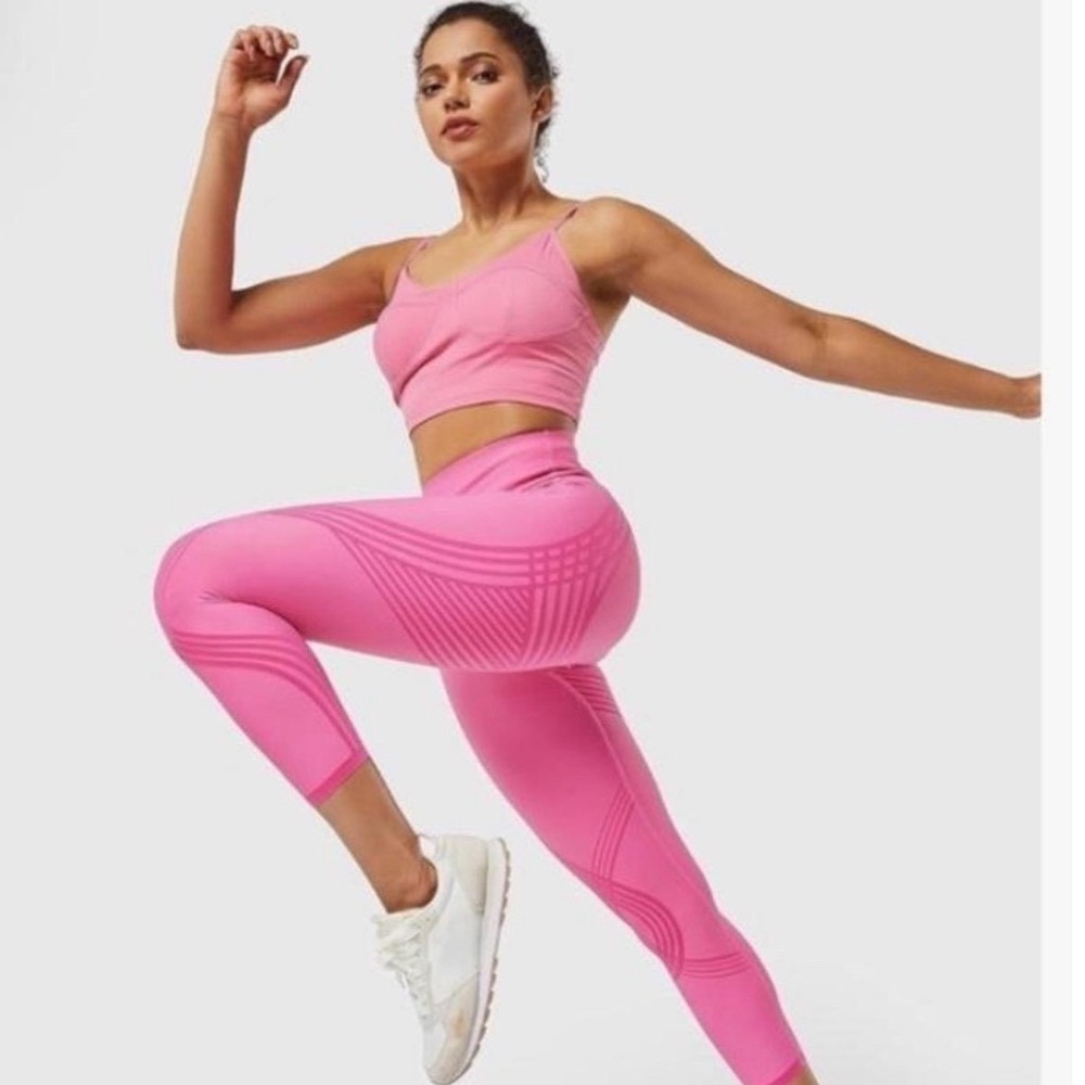 Fanka Pink High Waisted Geometric Graphic Activewear Leggings Women Size‎ Small
